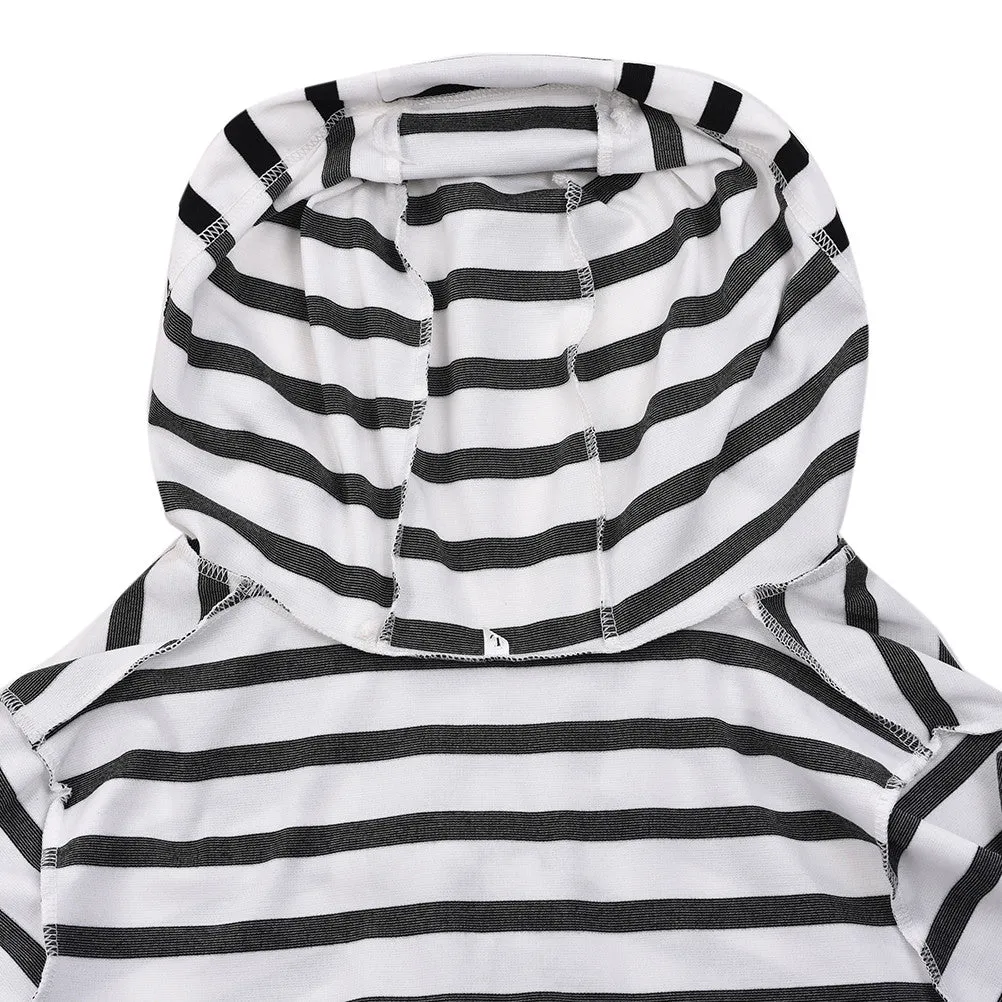 Striped Hoodie Jumper Top for Women with Long Sleeves