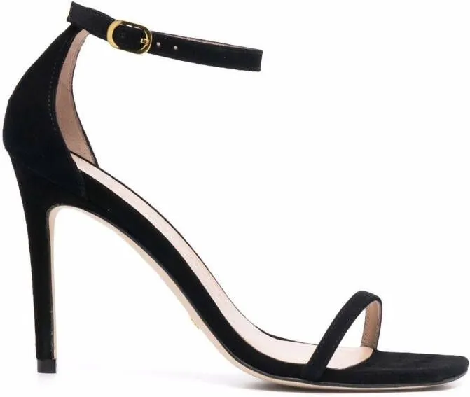 Stuart Weitzman Nudist Curve suede sandals in Black