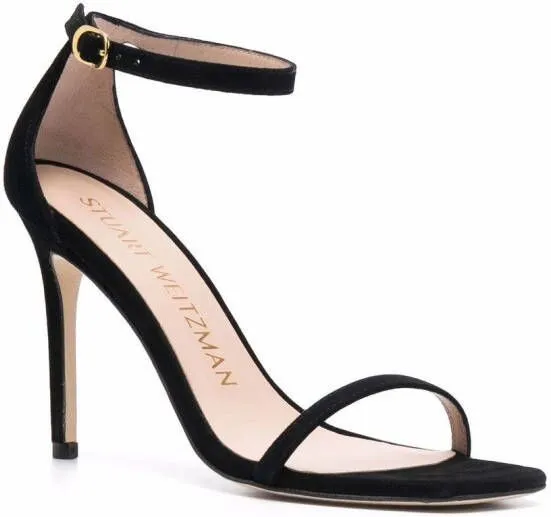 Stuart Weitzman Nudist Curve suede sandals in Black