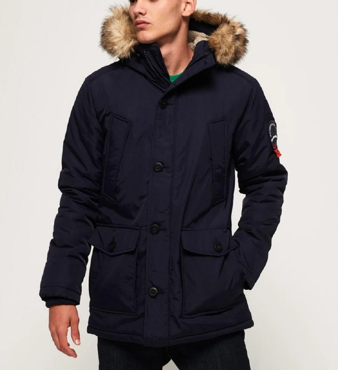 Winter Navy Hooded Puffer Jacket by Superdry