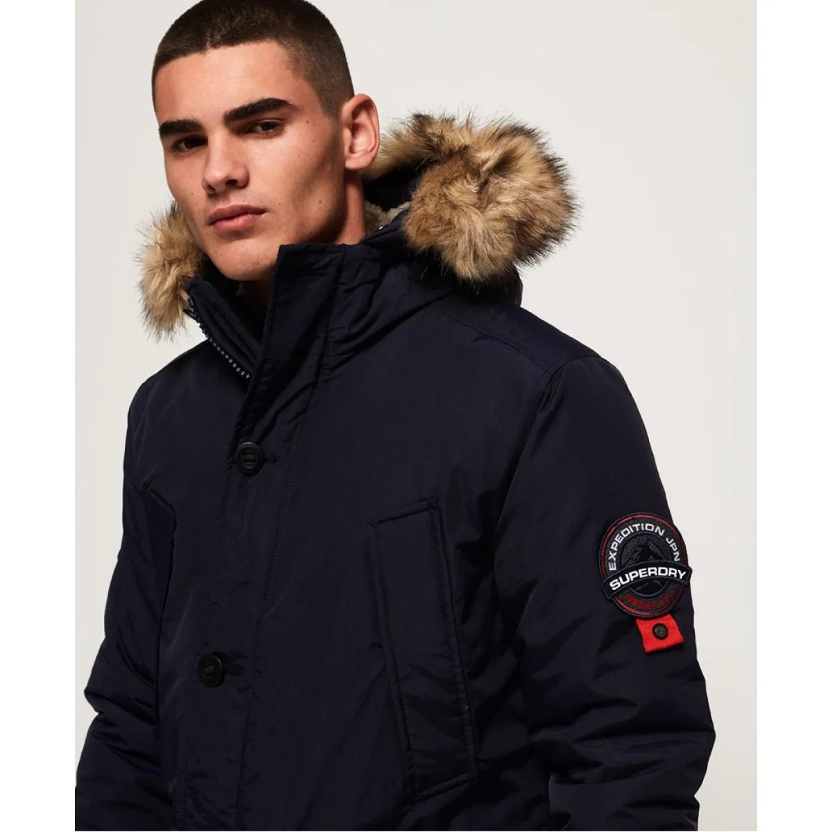 Winter Navy Hooded Puffer Jacket by Superdry