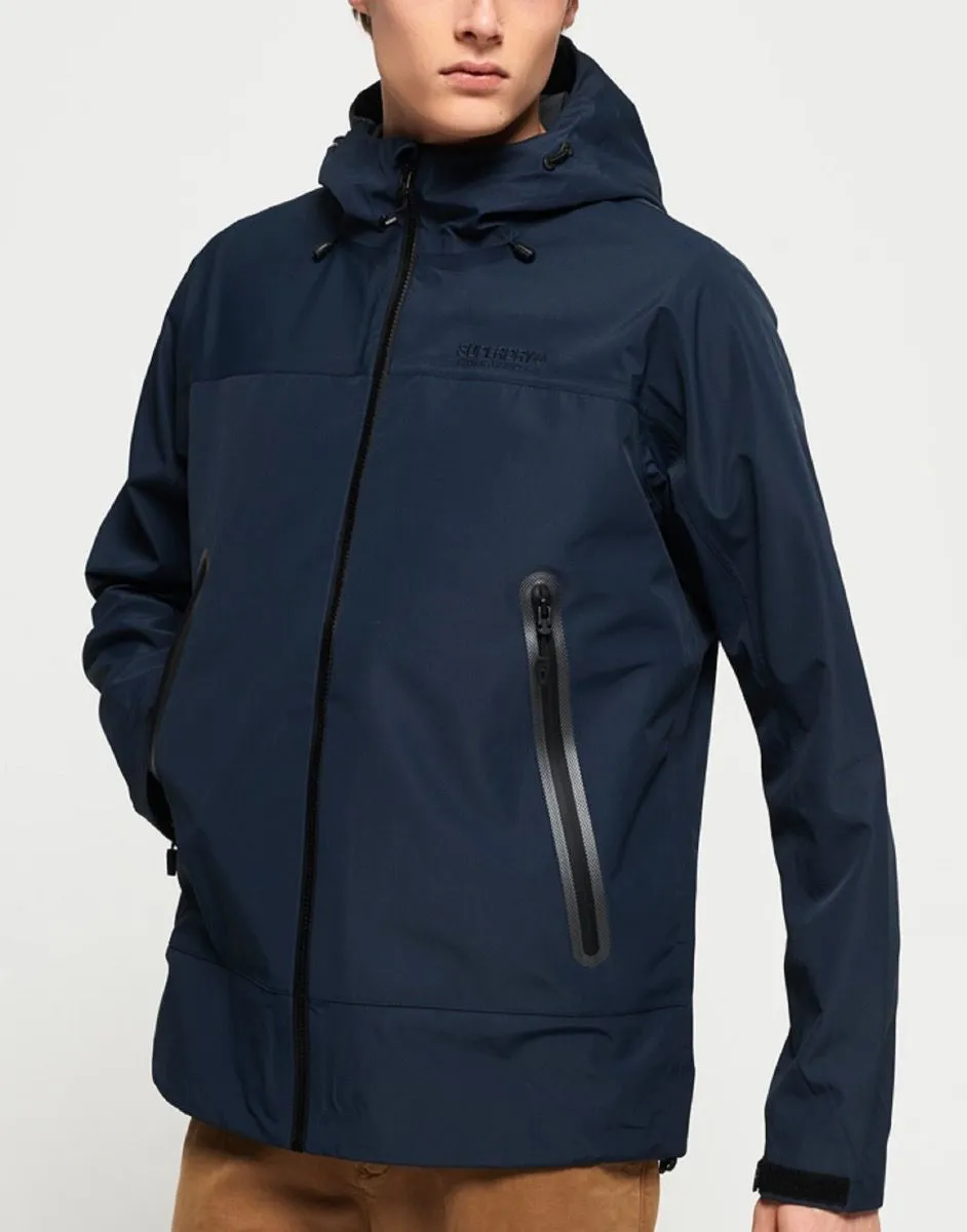 Navy Superdry Hydrotech Softshell Hooded Jacket