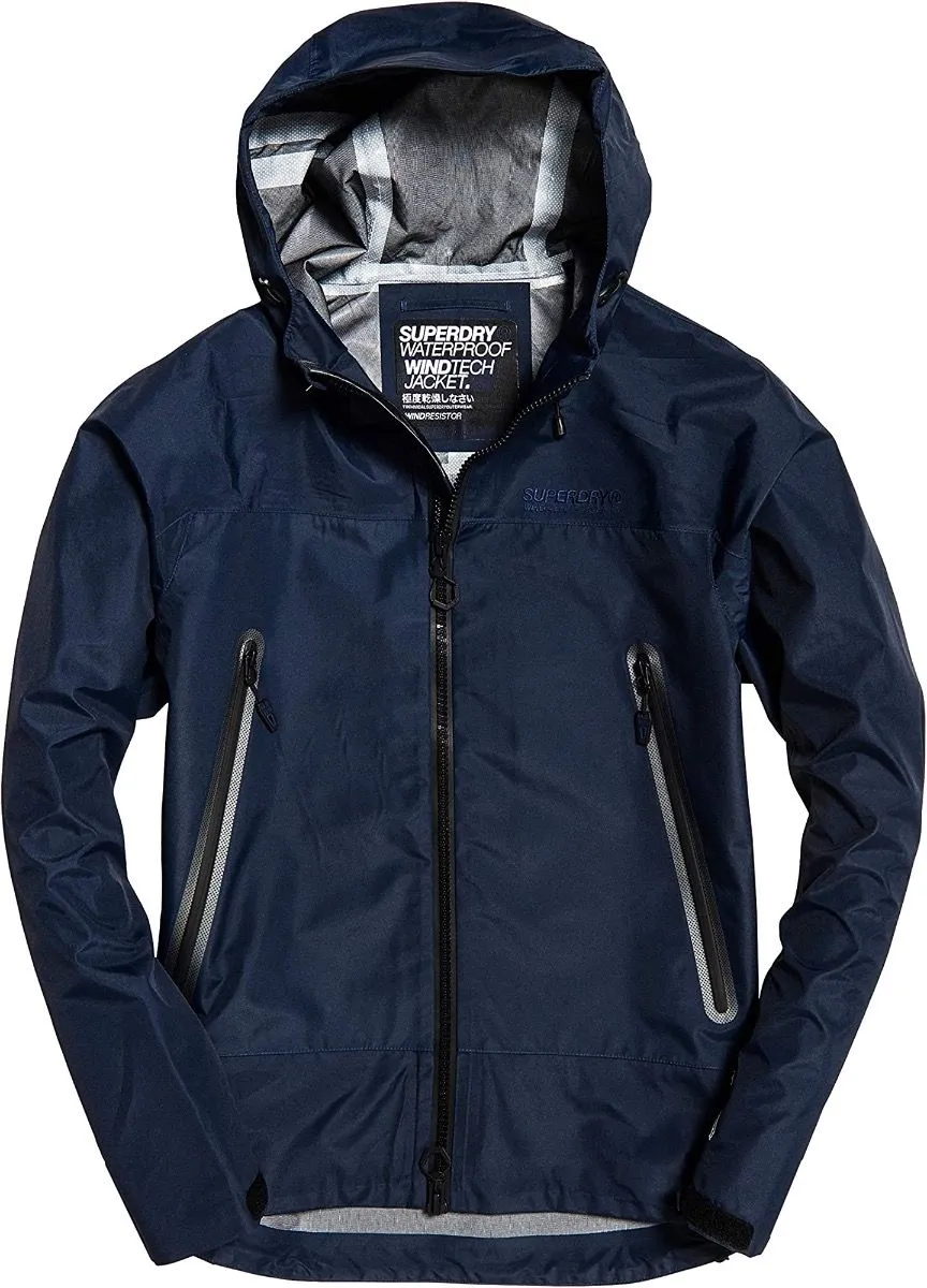 Navy Superdry Hydrotech Softshell Hooded Jacket