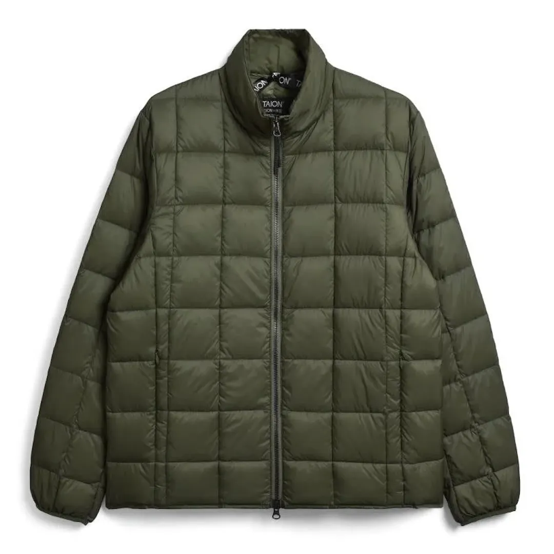 Dark Olive High Neck Zip Down Jacket by Taion