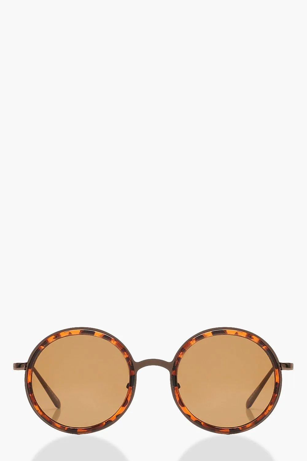 Tortoiseshell Contrast Frame Round Sunglasses
