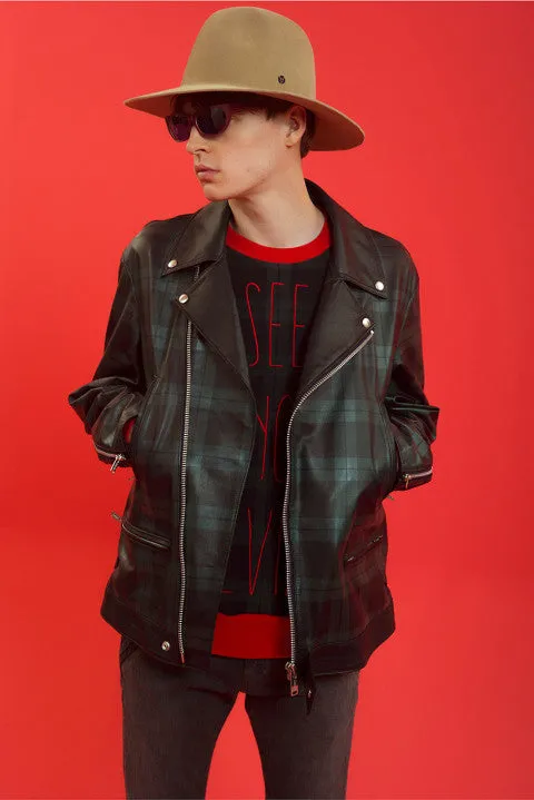 Undercover SS15 Plaid Leather Rider - Plaid Leather Rider by Undercover for SS15