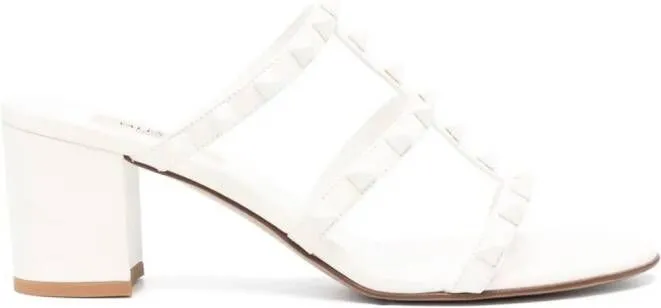 White Valentino Garavani Rockstud 60mm Leather Sandals