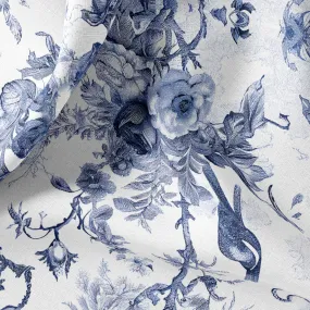 French Toile de Jouy Print Linen Fabric for Bedding, Curtains, Clothing - Vintage Linen by the Yard or Meter