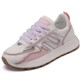 White Casual Shoe Sneaker with Pink Label Pattern