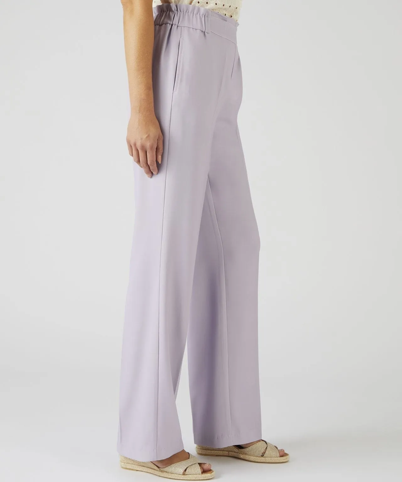 Wide Leg Pull-On Trousers