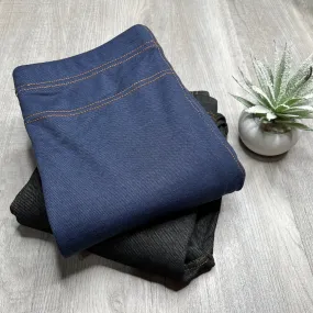 Winter Stretch Denim Leggings with Fleece Lining