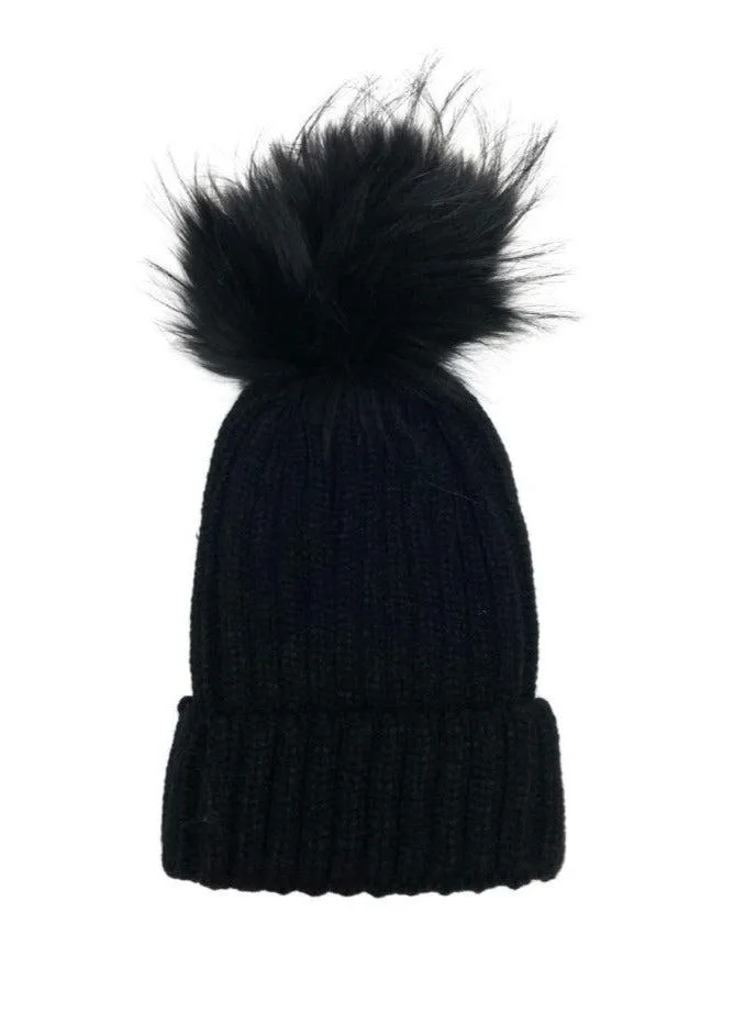 Black Winterpark Fur Beanie - Final Sale