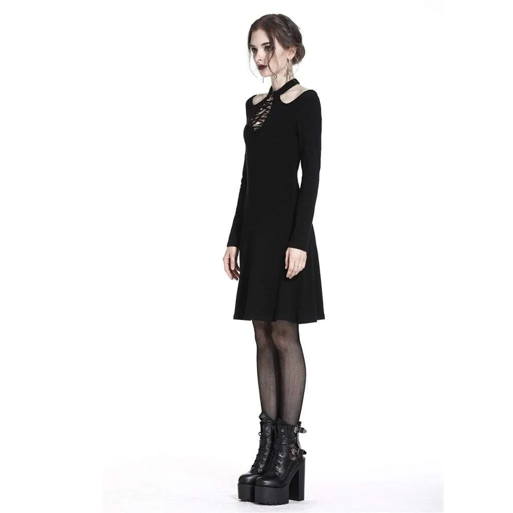 Women's A-line Punk Dress With Peekaboo Neck