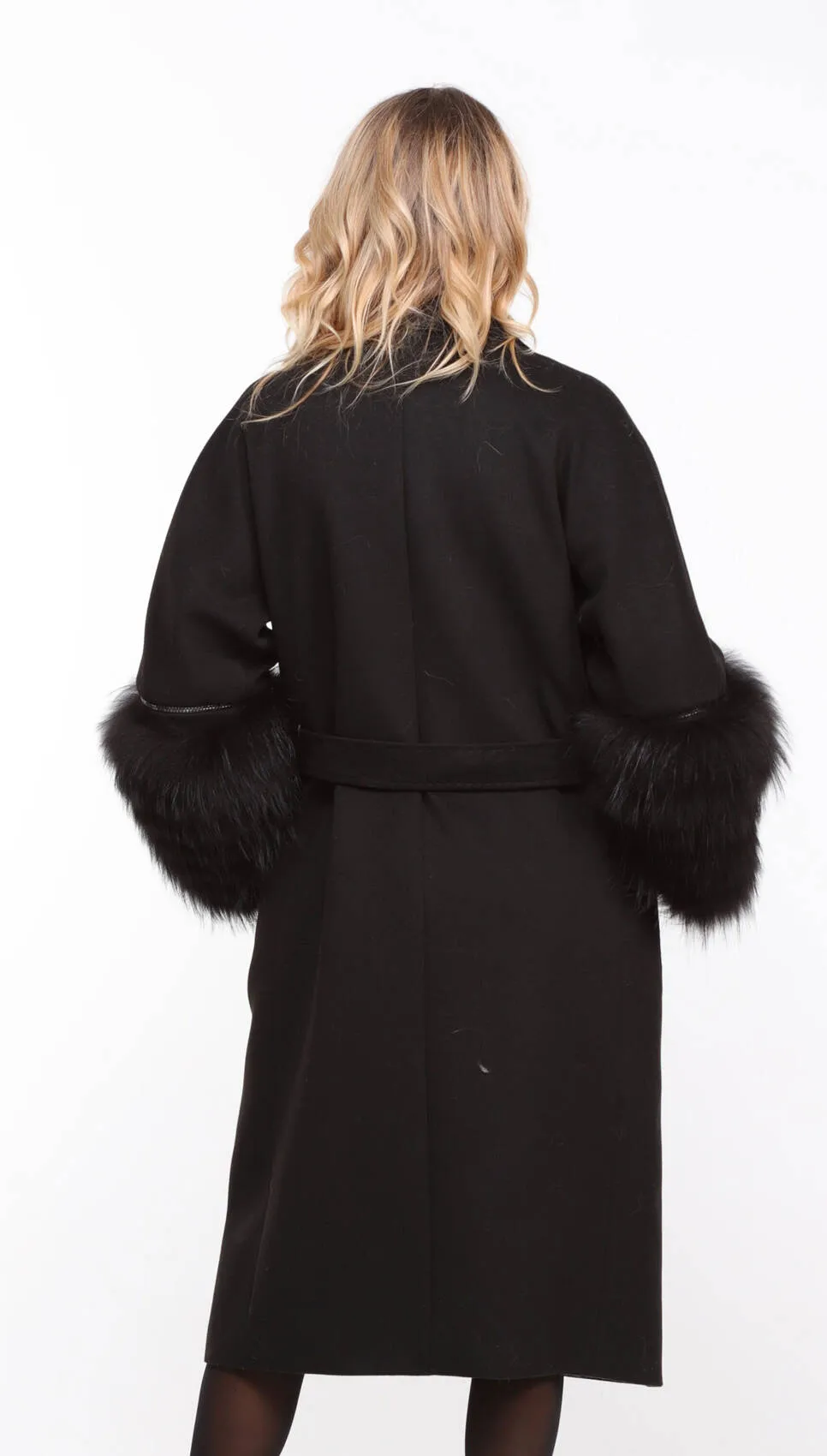 Women's black fabric fox coat Jana - Shop now.