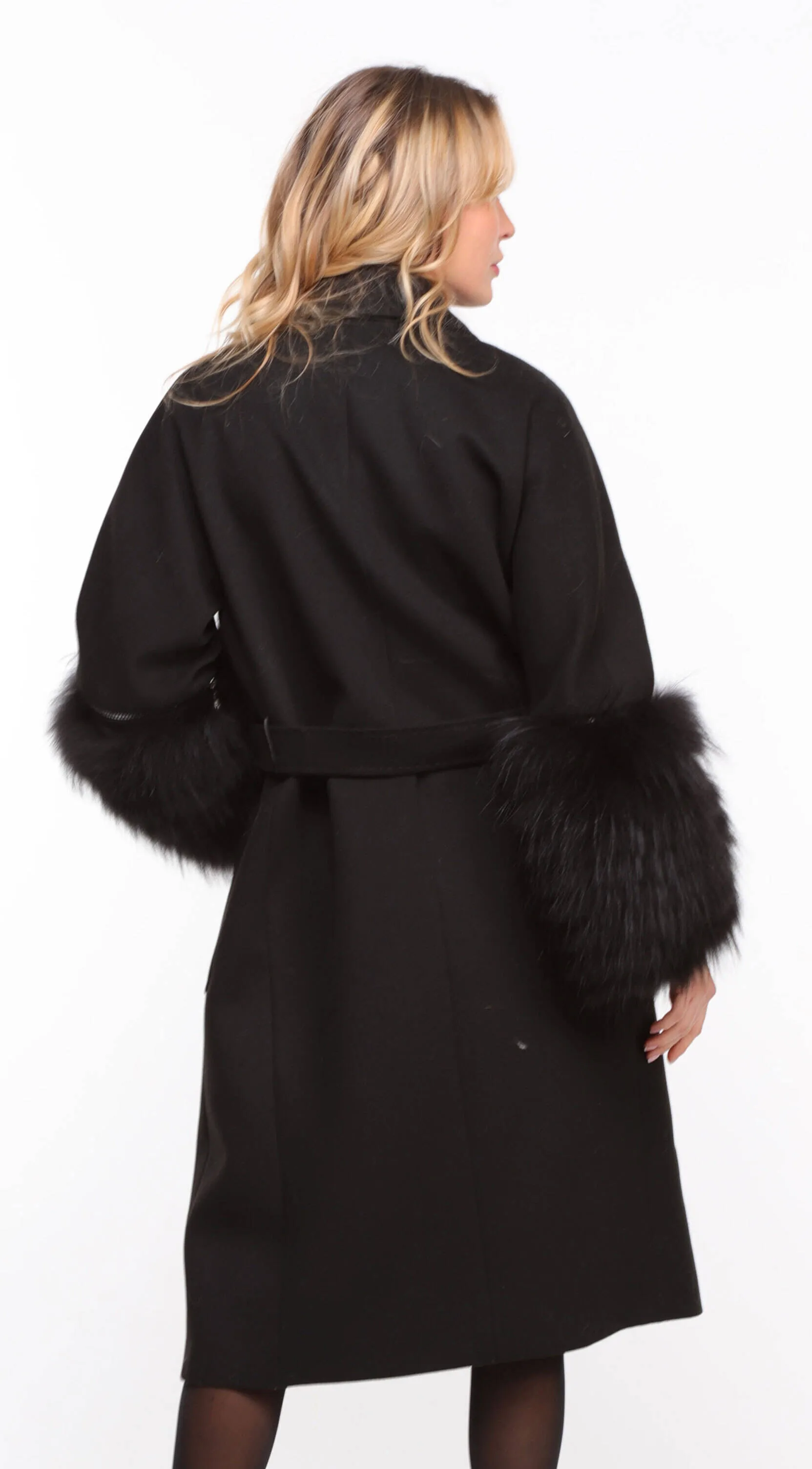 Women's black fabric fox coat Jana - Shop now.