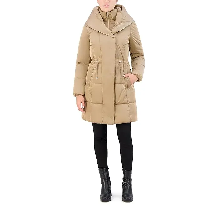 Women's Cole Haan Mineral Nylon Coat with Bib and Shawled Hood