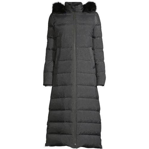 Maxi Down Coat with Hood for Women