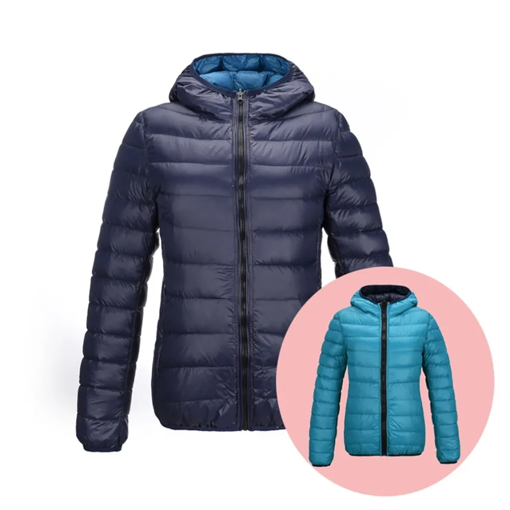 Women's Lightweight Down Jacket - Large Size - Ultra Warm - Double-Sided - Feather Coat