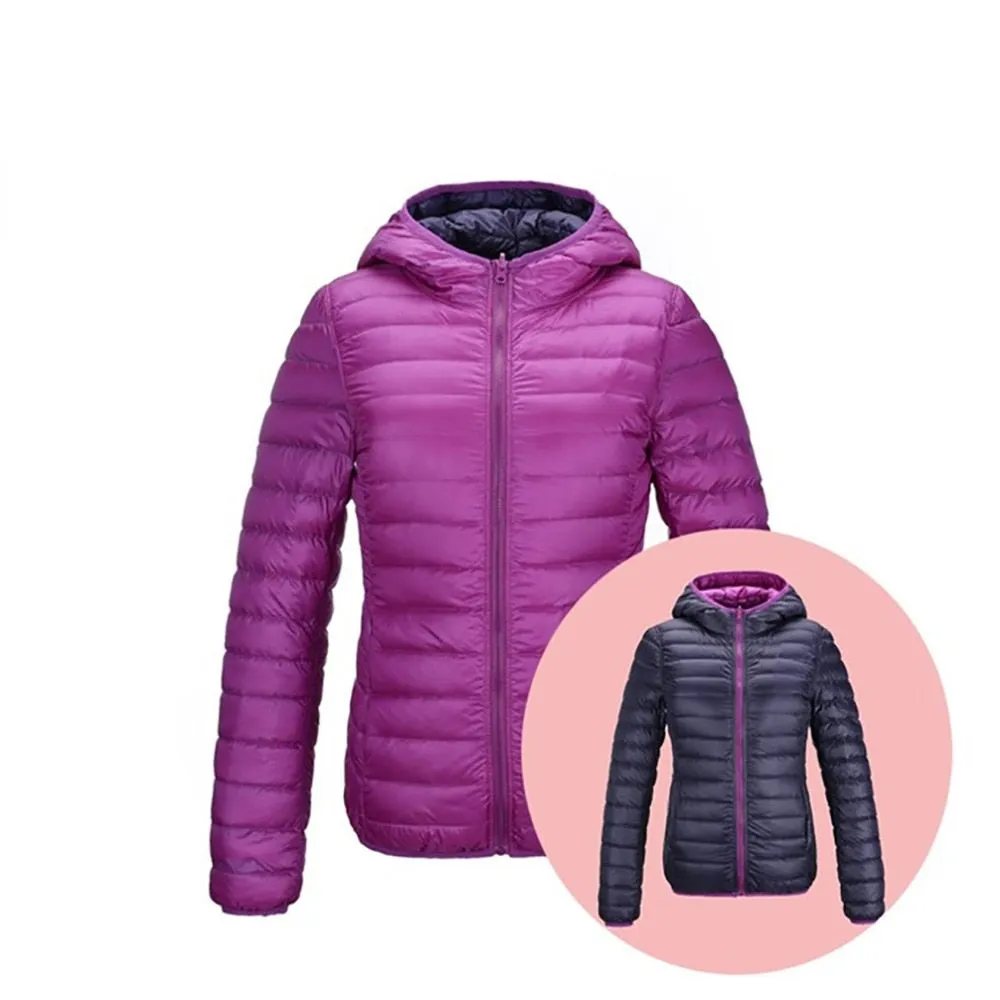 Women's Lightweight Down Jacket - Large Size - Ultra Warm - Double-Sided - Feather Coat