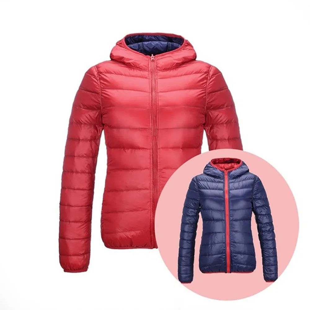 Women's Lightweight Down Jacket - Large Size - Ultra Warm - Double-Sided - Feather Coat