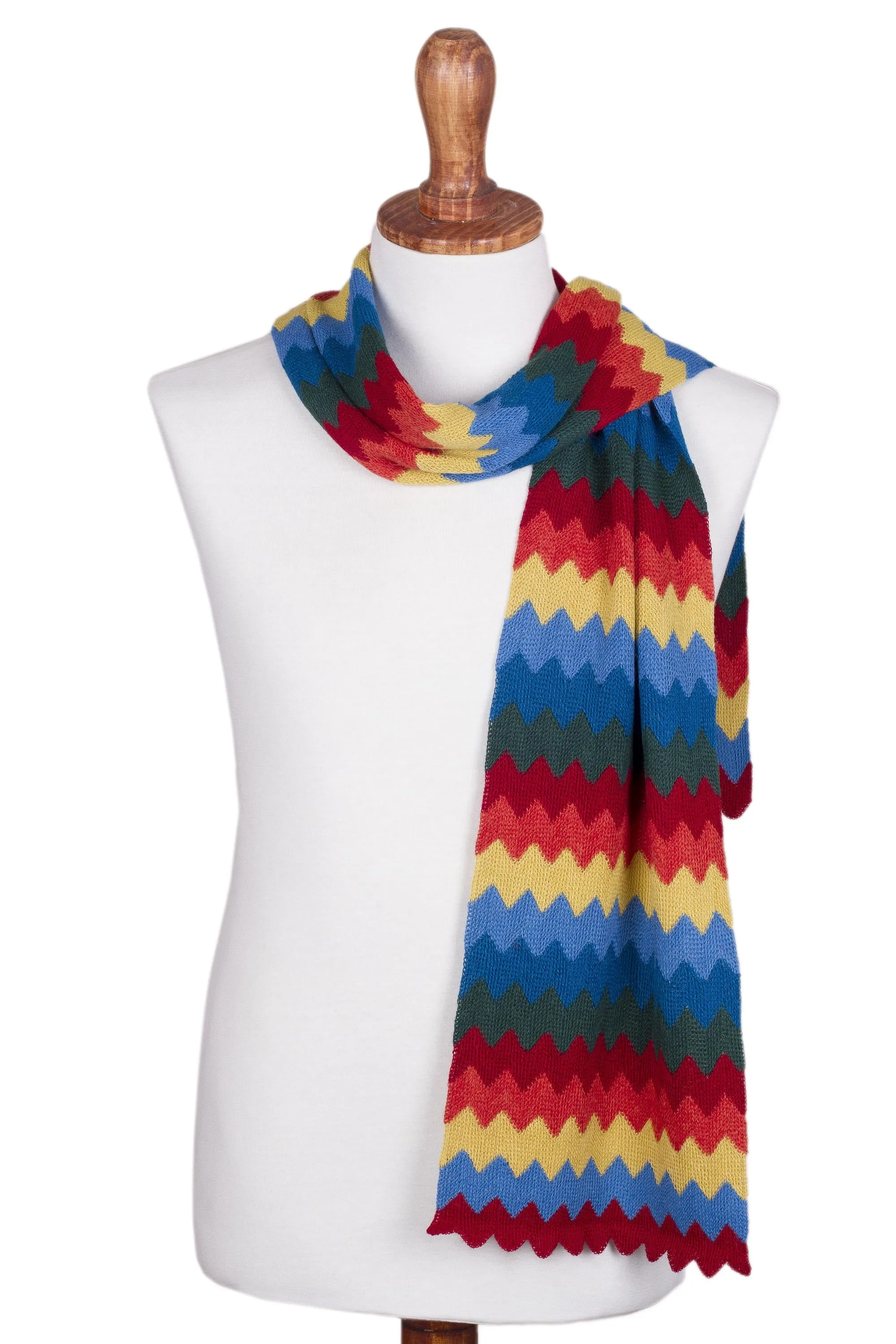 Rainbow Striped Alpaca Blend Scarf from Peru